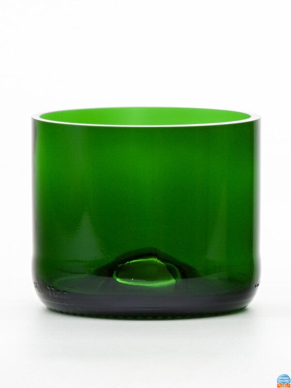2 Stück Öko Upcycling Glas (aus Sektflasche) klein grün (7 cm, 7,5 cm)