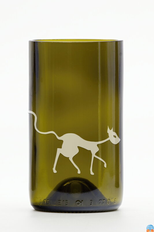 2ks Eko sklenice (z lahve od vína) střední olivová (13 cm, 7,5 cm) Tim Burton