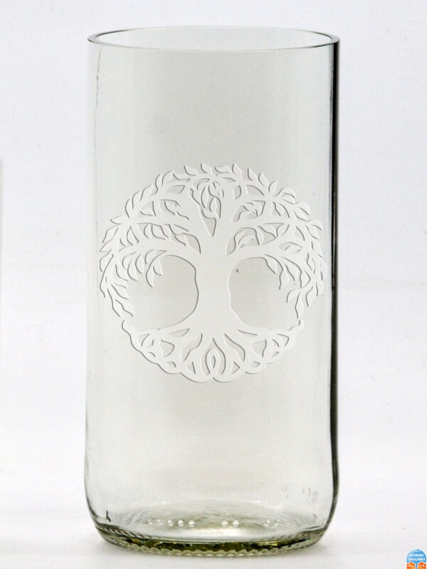 2ks Eko poháre (z fľaše od piva) veľká číra (13 cm, 6,5 cm) Strom života