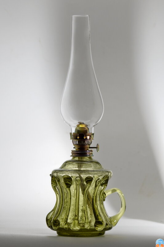 Petrolejová lampa, historické lesné sklo - 906-15s-kr, 36x14-cm