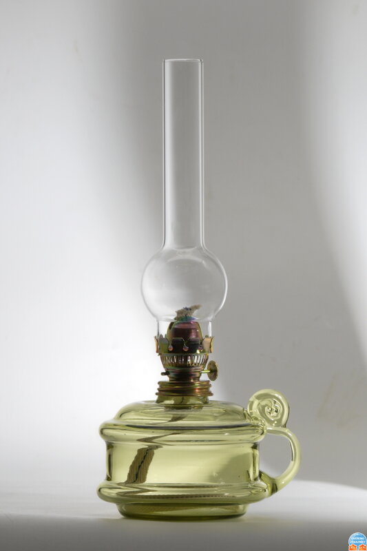 Petrolejová lampa, historické lesné sklo - 913-1, 31x15 cm