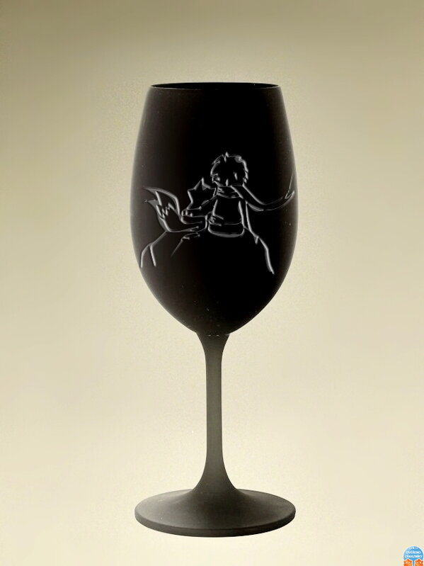 1x sklenice Lara s barevným nástřikem a pískovaným motivem - černá