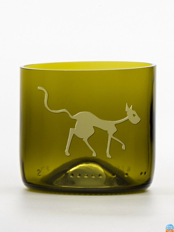 2ks Eko poháre (z fľaše od vína) mini olivová (7 cm, 7,5 cm) Tim Burton