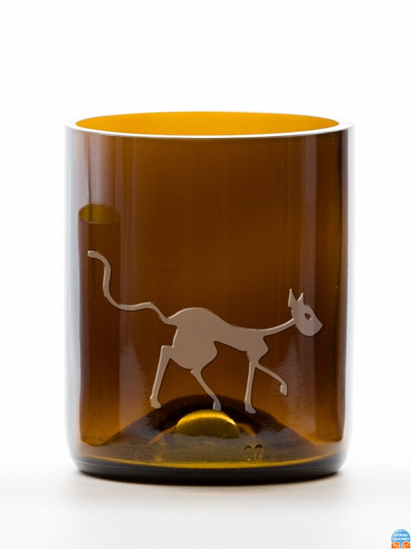 2ks Eko sklenice (z lahve od piva) střední hnědá (10 cm, 6,5 cm) Tim Burton