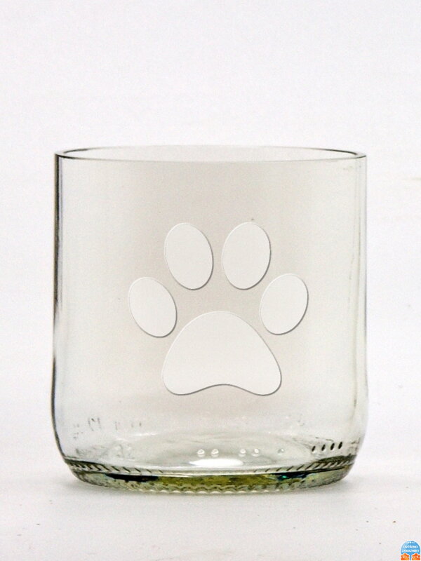 2 St. Öko-Gläser (aus einer Bierflasche) klein klar (7 cm, 6,5 cm) Paw