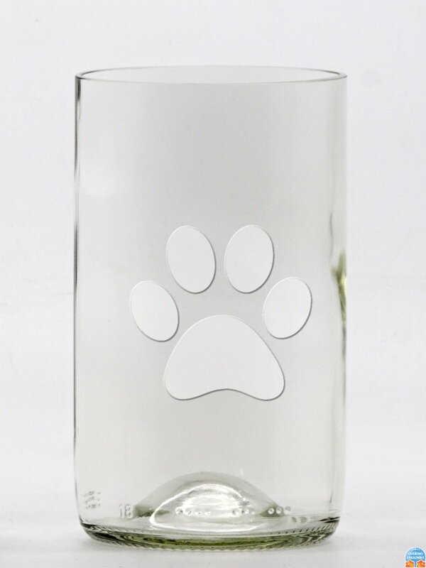 2 St. Öko-Gläser (aus einer Weinflasche) groß klar (16 cm, 7,5 cm) Paw