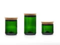 Sada 3x Eko uzavíratelná dóza (z lahve od šampusu)  zelená (13 cm, 10 cm, 7 cm, š 8 cm))