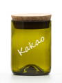 Pískovaná Eko uzavíratelná dóza (z lahve od vína) malá olivová (10 cm, 7,5 cm)