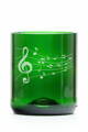 2x Sklenice z recyklovaného skla - zelená malá (250 ml) motiv Noty 