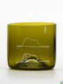 2ks Eko sklenice  (z lahve od vína) mini olivová (7 cm, 7,5 cm) Malý princ a hroznýš