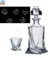 Quadro likér set - 1x karafa ( 850 ml ) a 6x sklenice ( 340 ml ) s 7x se sladkovodníma rybama