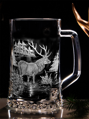 Biergläser 0,5 litre - Jagd Motive ( der Hirsch ) - Hand graviertes Glas