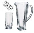 Quadro Long drink set - 3 pieces (1x pitcher and 2x whiskey glasses) with monogram