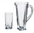 Quadro Long drink  - 7 Stücke [ Kristallglas ] Whisky Krug und 6 x Whisky Gläser ( Monogramm-und Firmen-Logo auf der Krug ist frei )