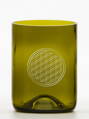 2ks Eko sklenice (z lahve od vína) střední olivová (13 cm, 7,5 cm) Motiv Květ života