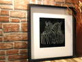 Skleněný obraz (rám černý) 52 x 52 cm - Zebry