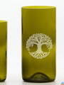 2ks Eko sklenice (z lahve od vína) velká olivová (16 cm, 7,5 cm) Strom života