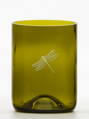 2ks Eko poháre (z fľaše od vína) malá olivová (10 cm, 7,5 cm) Vážka