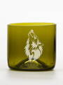 2ks Eko sklenice (z lahve od vína) mini olivová (7 cm, 7,5 cm) motiv Vlk