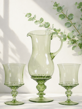 HISTORISCHES GLAS - Waldglas - Karaffe mit 6x Gläser - 1x 1127/800 ml a 6x 14025/250 ml