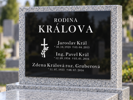 V32. Černá náhrobní skleněná deska 