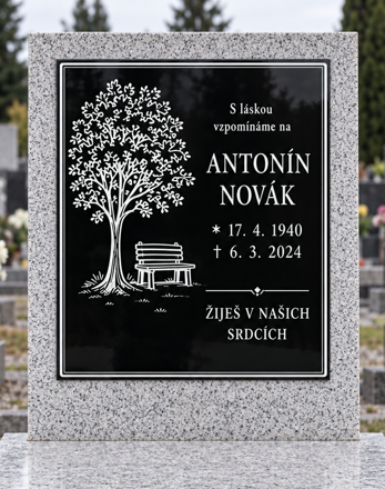 V122 černá  náhrobní deska - 