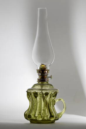 Petroleumlampe, HISTORISCHES GLAS - Waldglas - 906-15s-kr, 36x14-cm