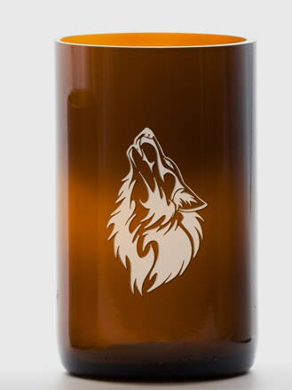 2 Stück Ökoglas (aus Sektflasche) groß braun (13 cm, 6,5 cm) Wolf