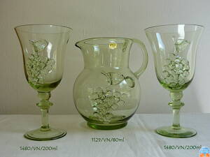 Džbán s 6x sklenicema z historického skla - 1x 1129/VN/800 ml a 6x 1480/VN/200 ml