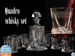 Quadro whisky set- 7 kusů whisky sklenice a whisky karafa v dárkové krabicii - Abstraktní motiv
