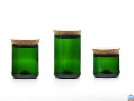 Sada 3x Eko uzavíratelná dóza (z lahve od šampusu)  zelená (13 cm, 10 cm, 7 cm, š 8 cm))