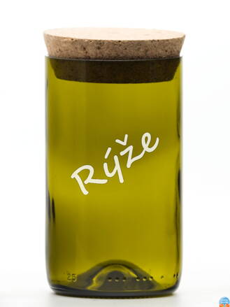 Pískovaná Sada 4x Eko uzavíratelná dóza (z lahve od vína) olivově zelená (16 cm, 13 cm, 10 cm, 7 cm, š 7,5 cm)