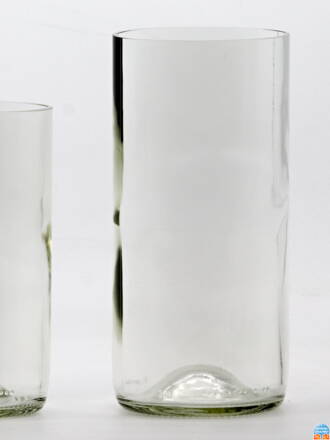 2ks Eko sklenice (z lahve od vína) velká čirá (16 cm, 7,5 cm)