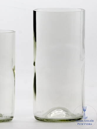 2ks Eko sklenice (z lahve od vína) velká čirá (16 cm, 7,5 cm)