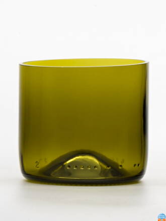 2ks Eko sklenice  (z lahve od vína) mini olivová (7 cm, 7,5 cm)