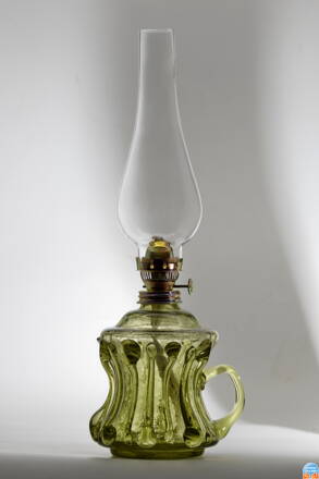 Petrolejová lampa, historické lesní sklo - 906-15s-kr, 36x14-cm
