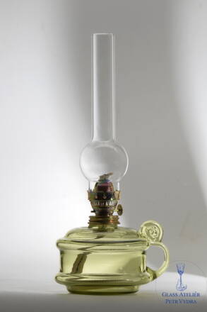 Petrolejová lampa, historické lesní sklo - 913-1, 31x15 cm