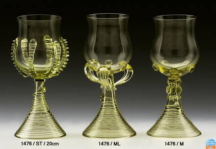 Historické sklo 2x- sklenice víno 1476/ML/20 cm