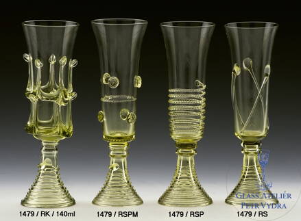 Historické sklo 2x- sklenice šampus 1479/RSP/140ml