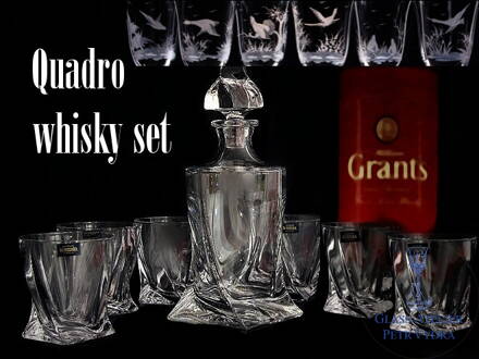 Quadro whisky set- 7 kusů s loveckým motivem