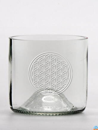 2ks Eko sklenice (z lahve od vína) mini čirá (7 cm, 7,5 cm) Motiv Květ života