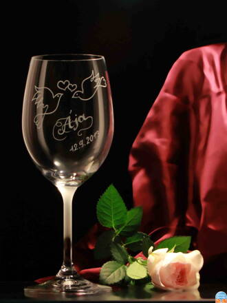 1 x Hochzeit Glas für Wine THUN mit feinem Motiv