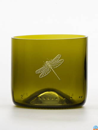 2ks Eko poháre (z fľaše od vína) mini olivová (7 cm, 7,5 cm) Vážka