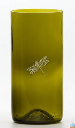 2ks Eko sklenice (z lahve od vína) velká olivová (16 cm, 7,5 cm) Vážka
