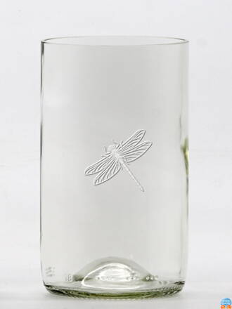 2ks Eko poháre (z fľaše od vína) stredná číra (13 cm, š 7,5 cm) Vážka