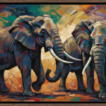 Acrylglasmalerei – Abstraktion moderner Kunst: Elefant