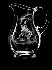 Hand graviertes Glas und Sandstrahlen Glasgravur